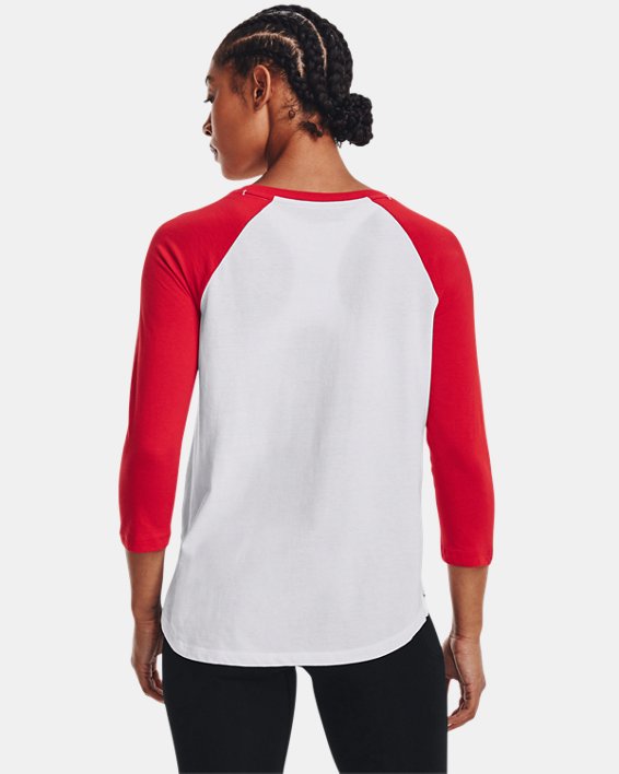 Women's UA Performance Cotton Collegiate Baseball T-Shirt, Red, pdpMainDesktop image number 1